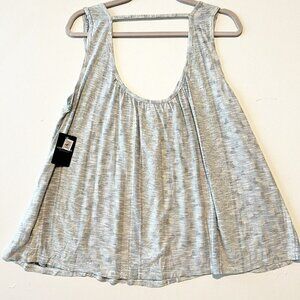 𝅺LUCKY Brand Boho flowy Tank Top SMALL Pleated in Allure gray sleeveless NEW